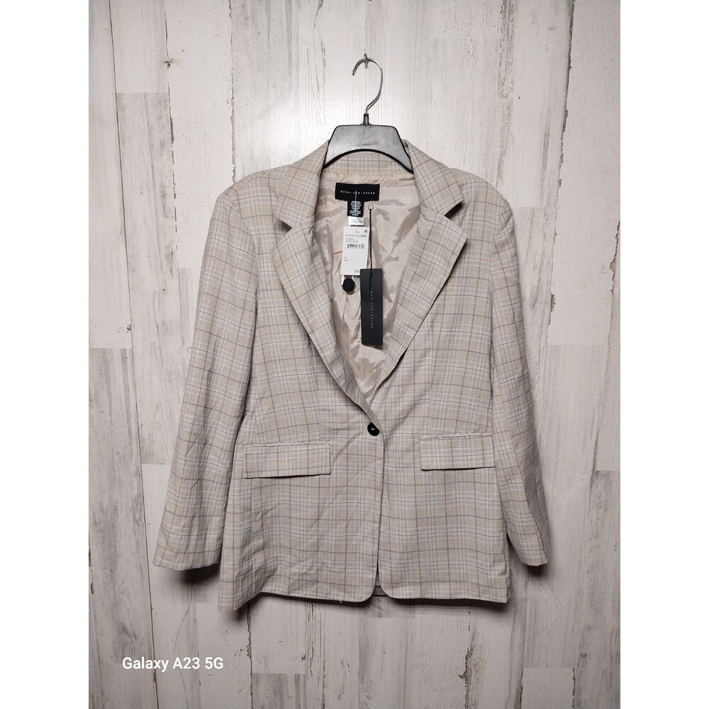 Know One Cares Plaid Relax Long Blazer Single Button Women’s Size M Lined